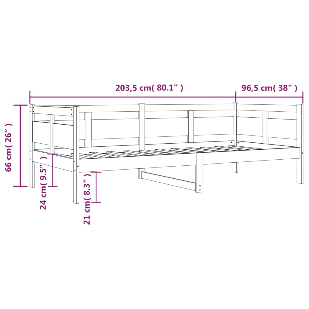 vidaXL Day Bed without Mattress Solid Wood Pine 90x200 cm