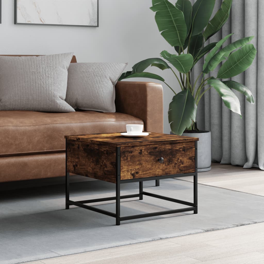 vidaXL Coffee Table Smoked Oak 51x51x40 cm Engineered Wood