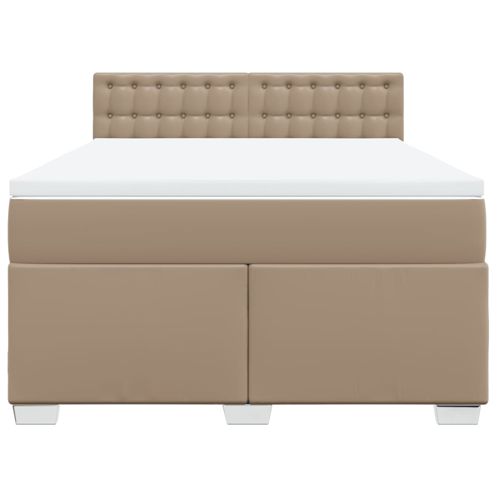 vidaXL Box Spring Bed with Mattress Cappuccino 140x200 cm Faux Leather