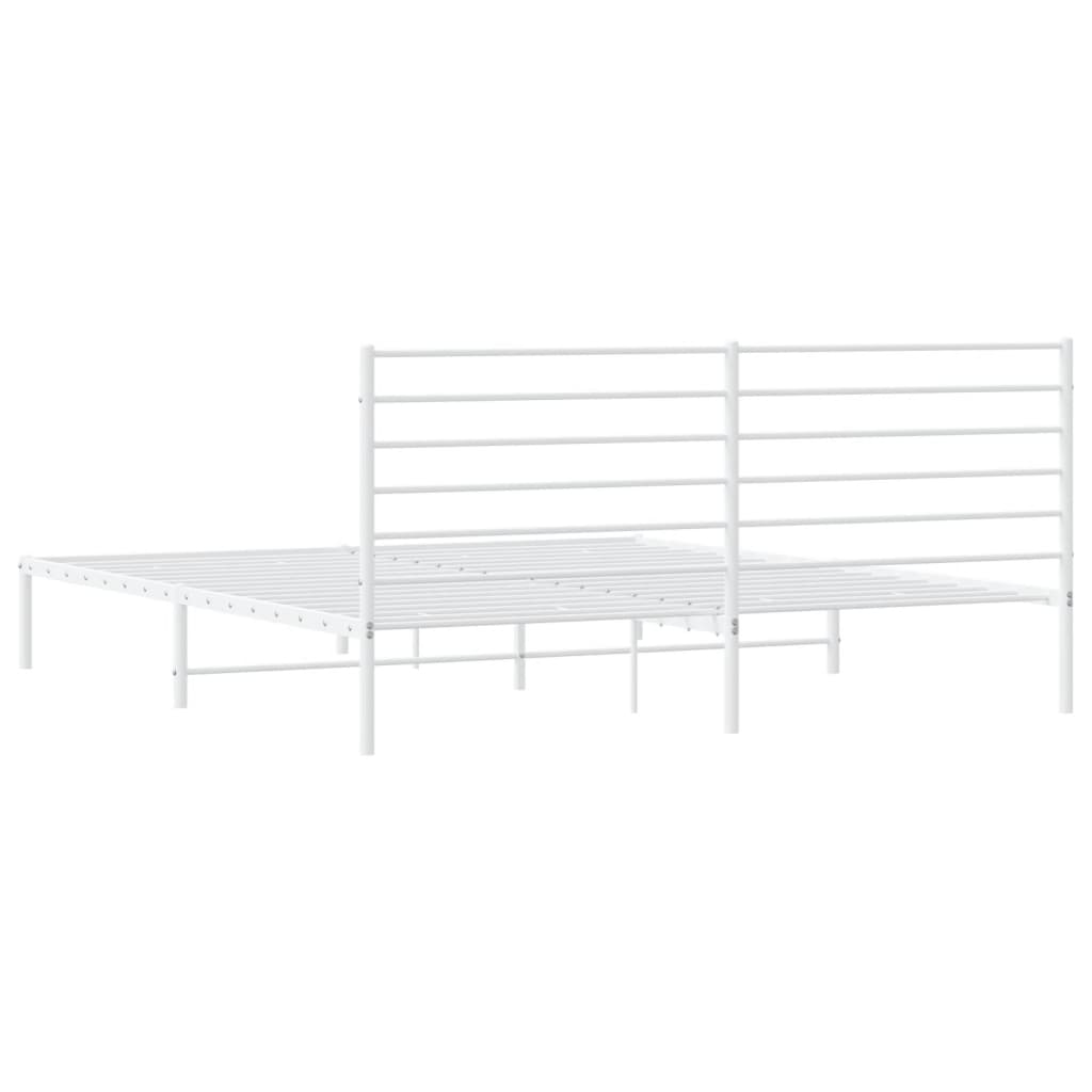 vidaXL Metal Bed Frame without Mattress with Headboard White 193x203 cm