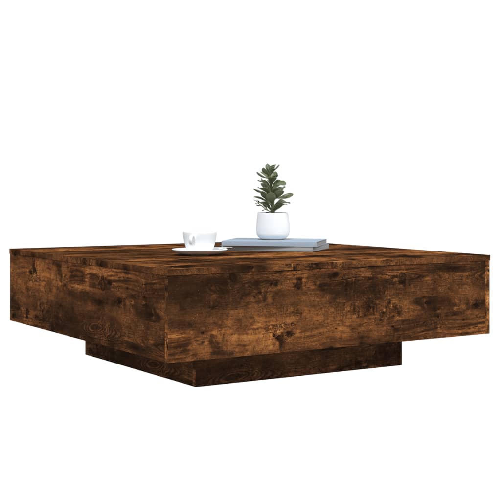 vidaXL Coffee Table with LED Lights Smoked Oak 100x100x31 cm