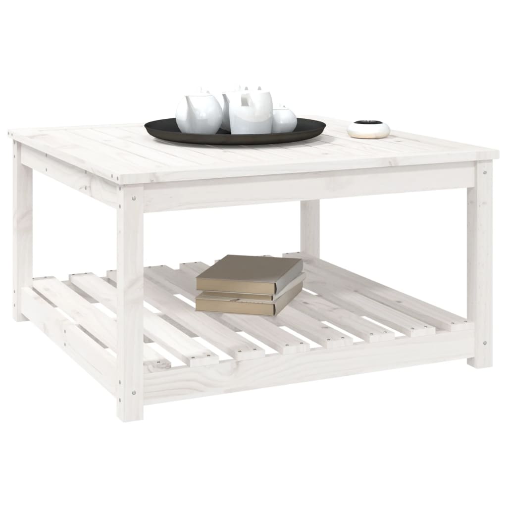 vidaXL Garden Table White 82.5x82.5x45 cm Solid Wood Pine