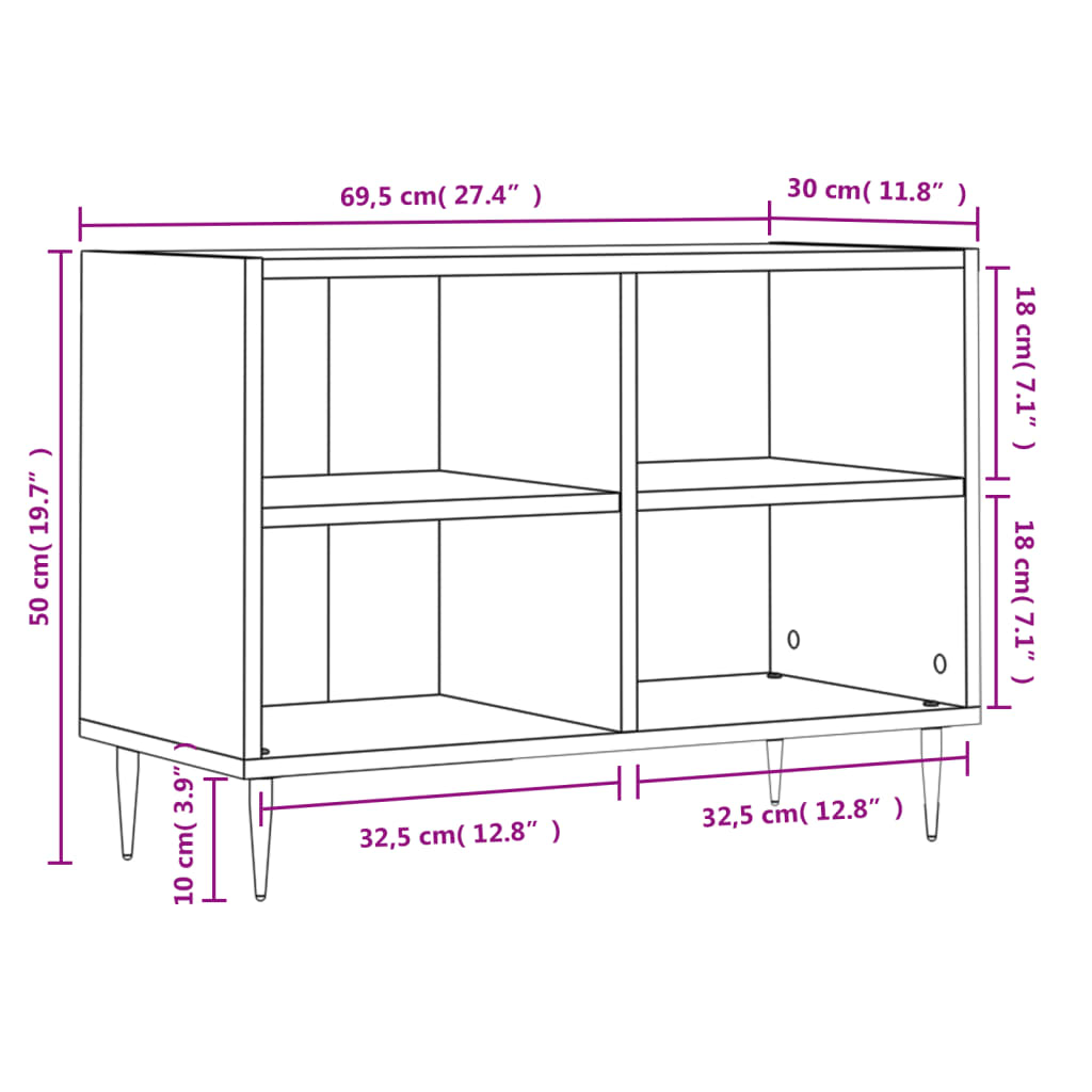 vidaXL TV Cabinet Smoked Oak 69.5x30x50 cm Engineered Wood