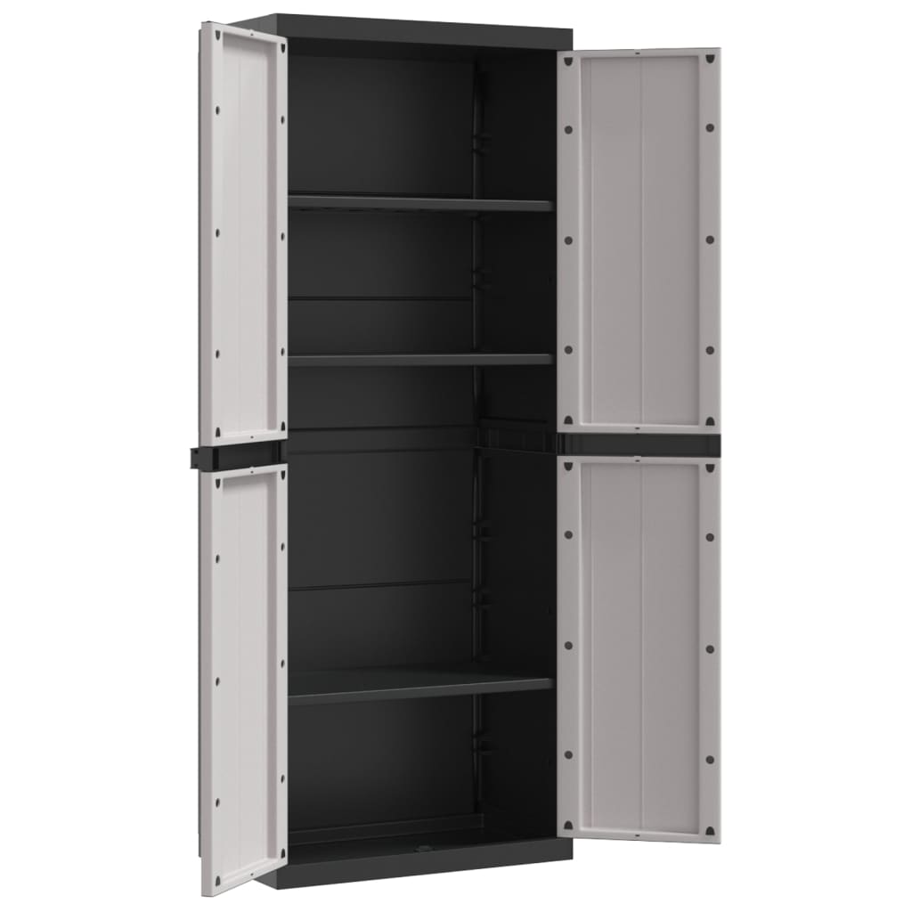 vidaXL Outdoor Storage Cabinet Grey and Black 65x37x165 cm PP