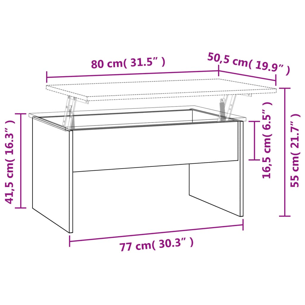 vidaXL Coffee Table Grey Sonoma 80x50.5x41.5 cm Engineered Wood