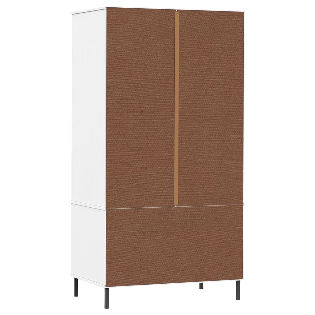 vidaXL Wardrobe with Metal Legs White 90x55x172.5 cm Solid Wood OSLO