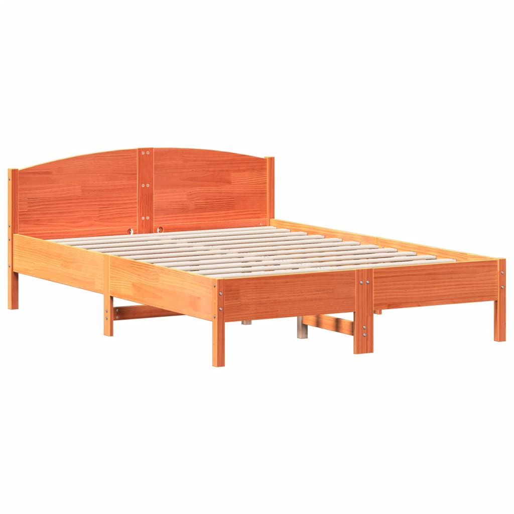 vidaXL Bed Frame without Mattress Wax Brown 140x200 cm Solid Wood Pine