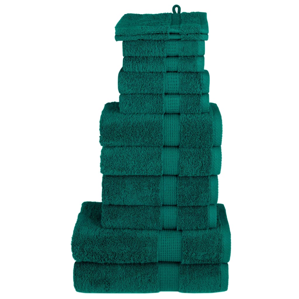 vidaXL 12 Piece Premium Towel Set SOLUND Green 600 gsm