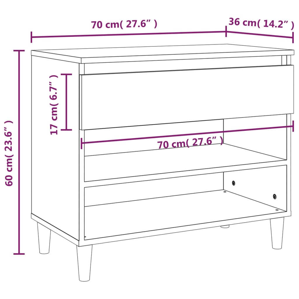 vidaXL Shoe Cabinet Sonoma Oak 70x36x60 cm Engineered Wood