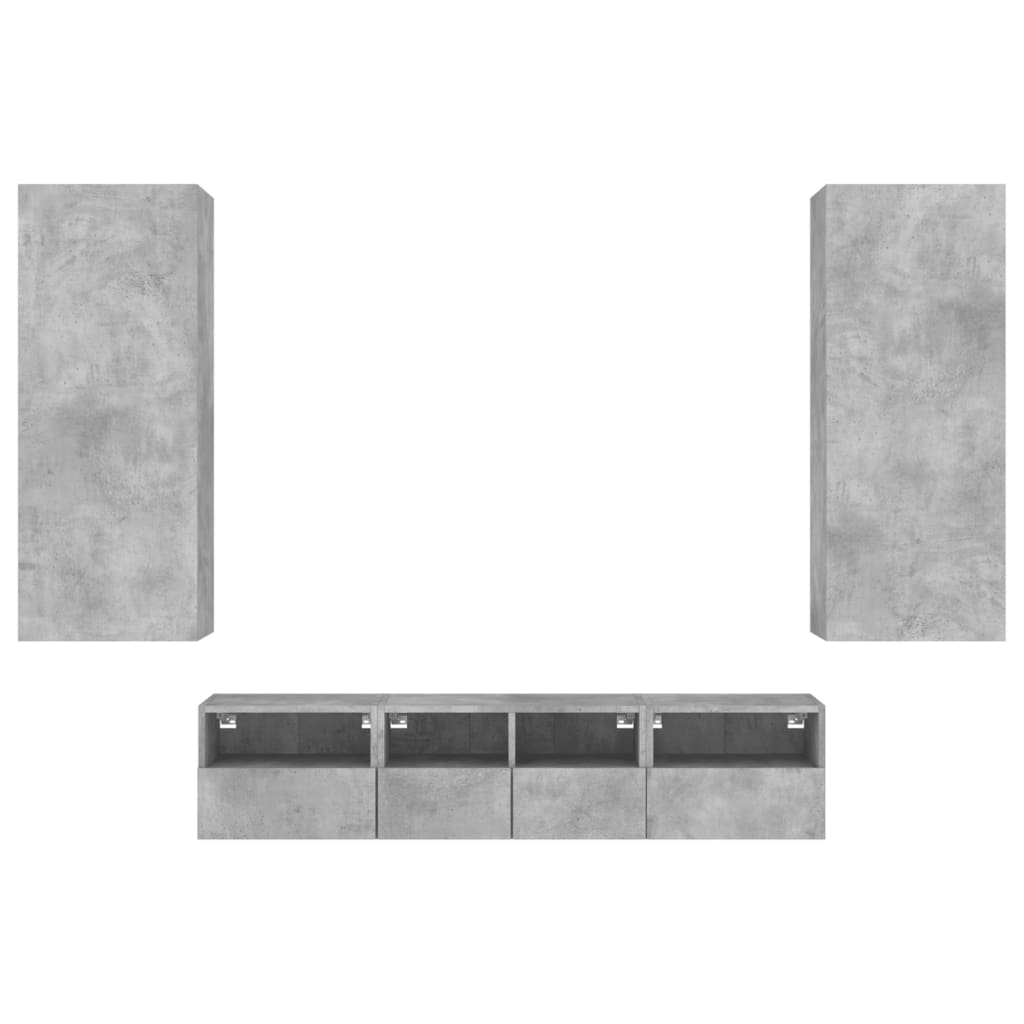 vidaXL 5 Piece TV Wall Units Concrete Grey Engineered Wood