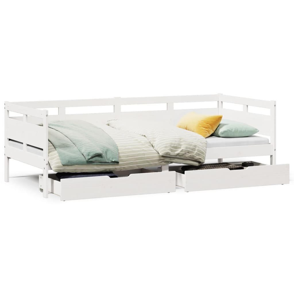 vidaXL Daybed with Drawers without Mattress White 80x200 cm Solid Wood