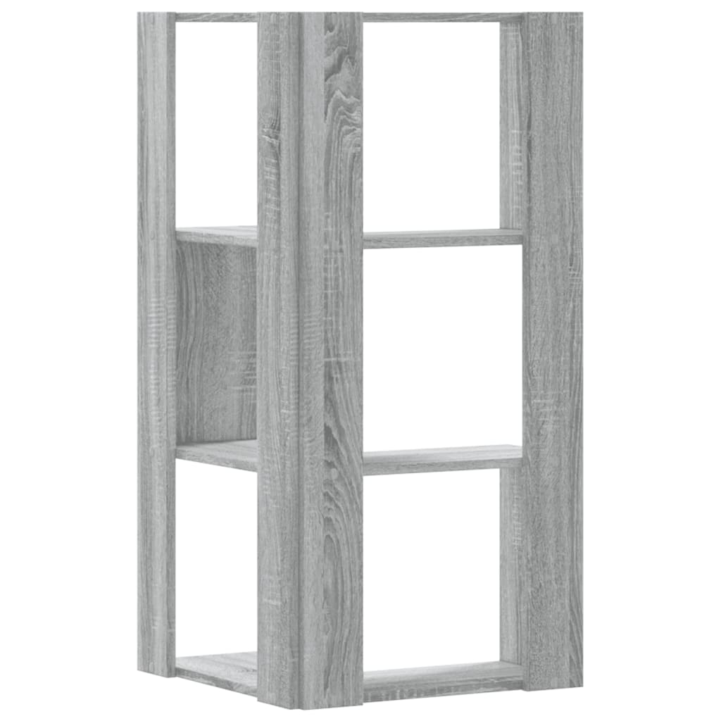 vidaXL Corner Bookcase 3-Tier Grey Sonoma 50x50x102 cm Engineered Wood