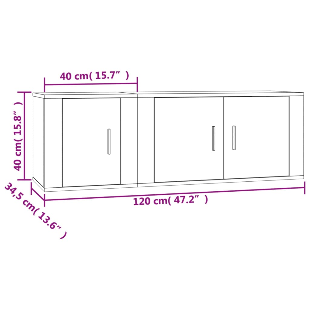 vidaXL 2 Piece TV Cabinet Set Concrete Grey Engineered Wood