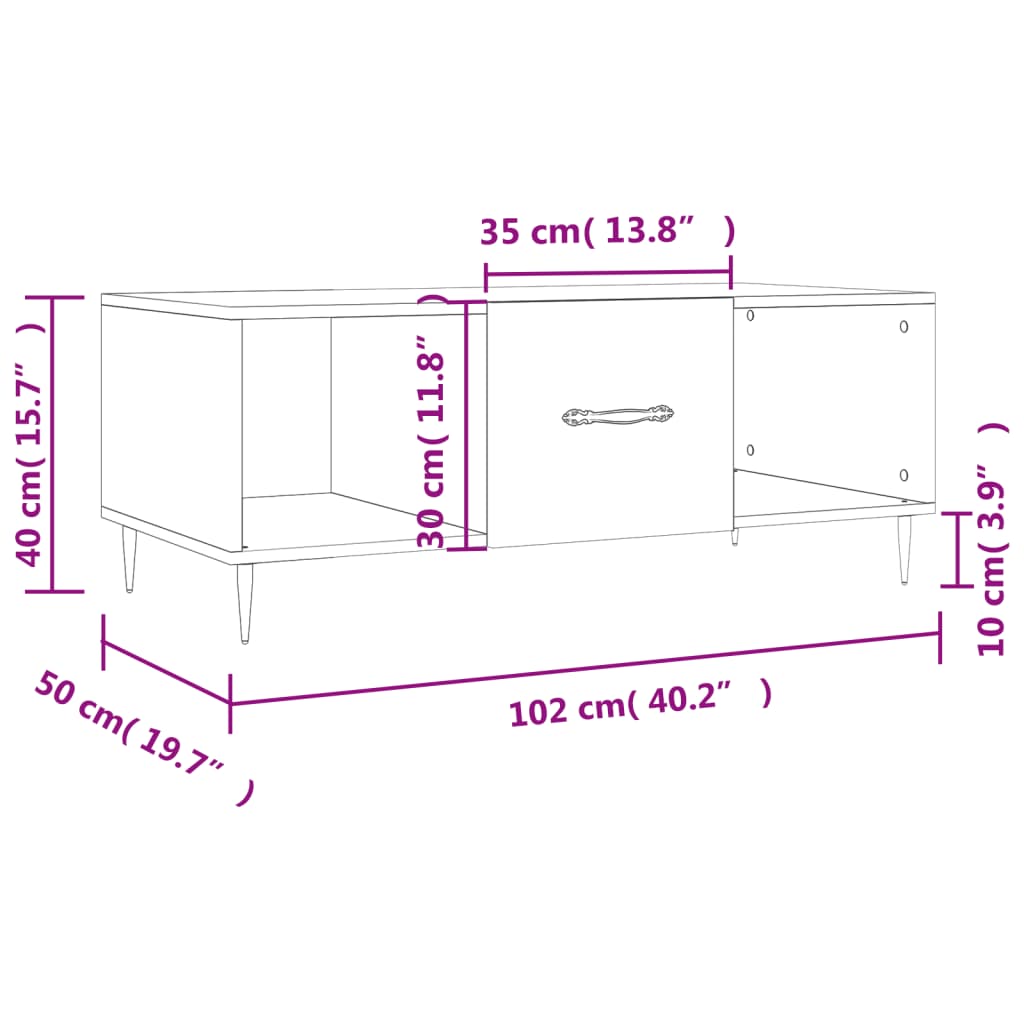 vidaXL Coffee Table Black 102x50x40 cm Engineered Wood