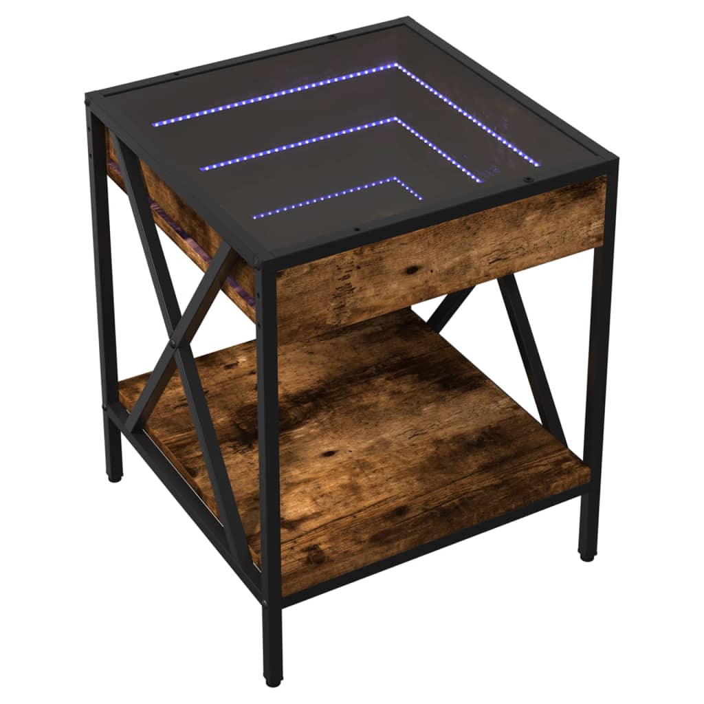 vidaXL Coffee Table with Infinity LED Smoked Oak 40x40x49 cm