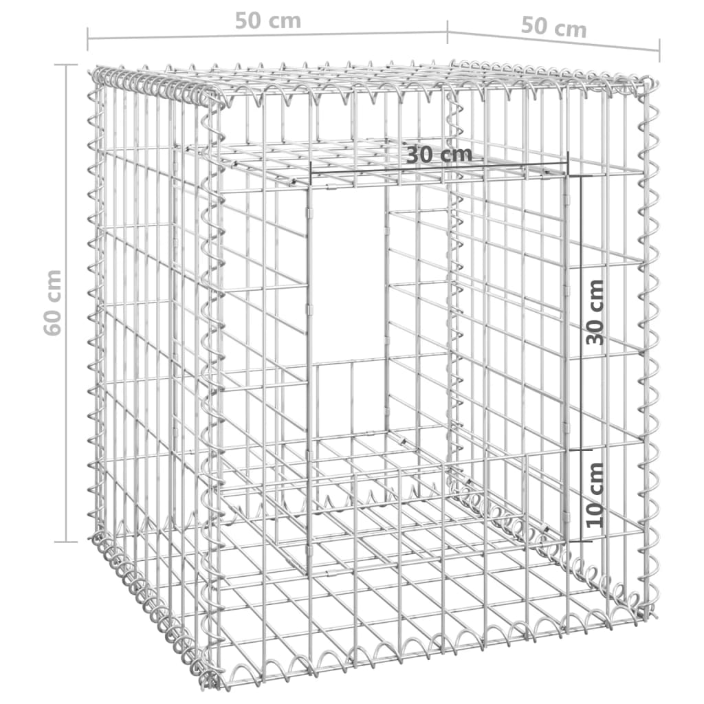 vidaXL Gabion Basket Posts 2 pcs 50x50x60 cm Iron