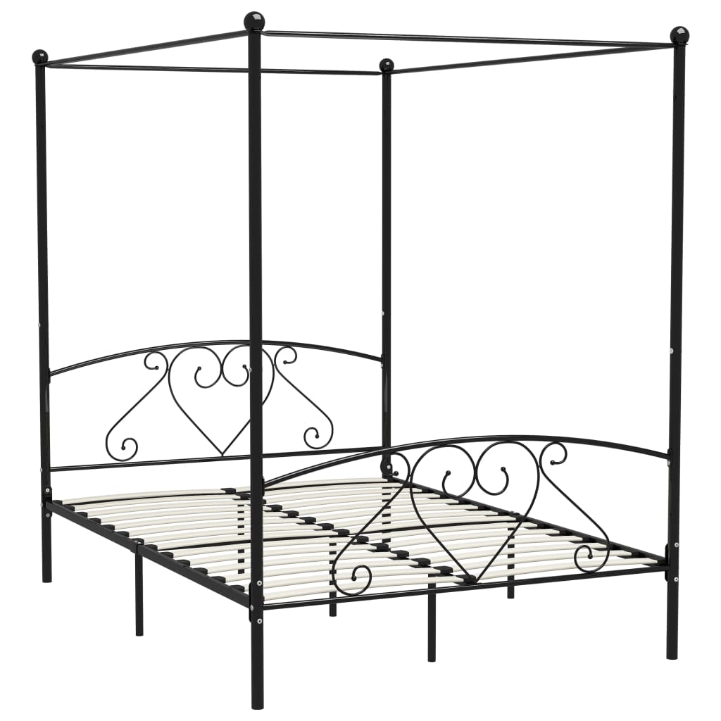 vidaXL Bed Frame without Mattress with Canopy Black 160x200 cm Metal