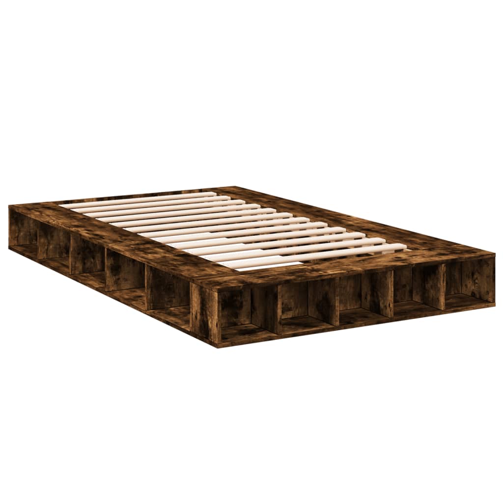 vidaXL Bed Frame Smoked Oak 135x190 cm Double Engineered Wood