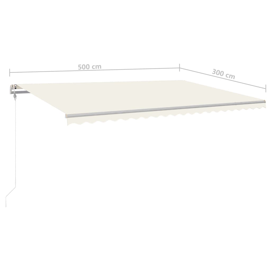 vidaXL Manual Retractable Awning with LED 5x3 m Cream