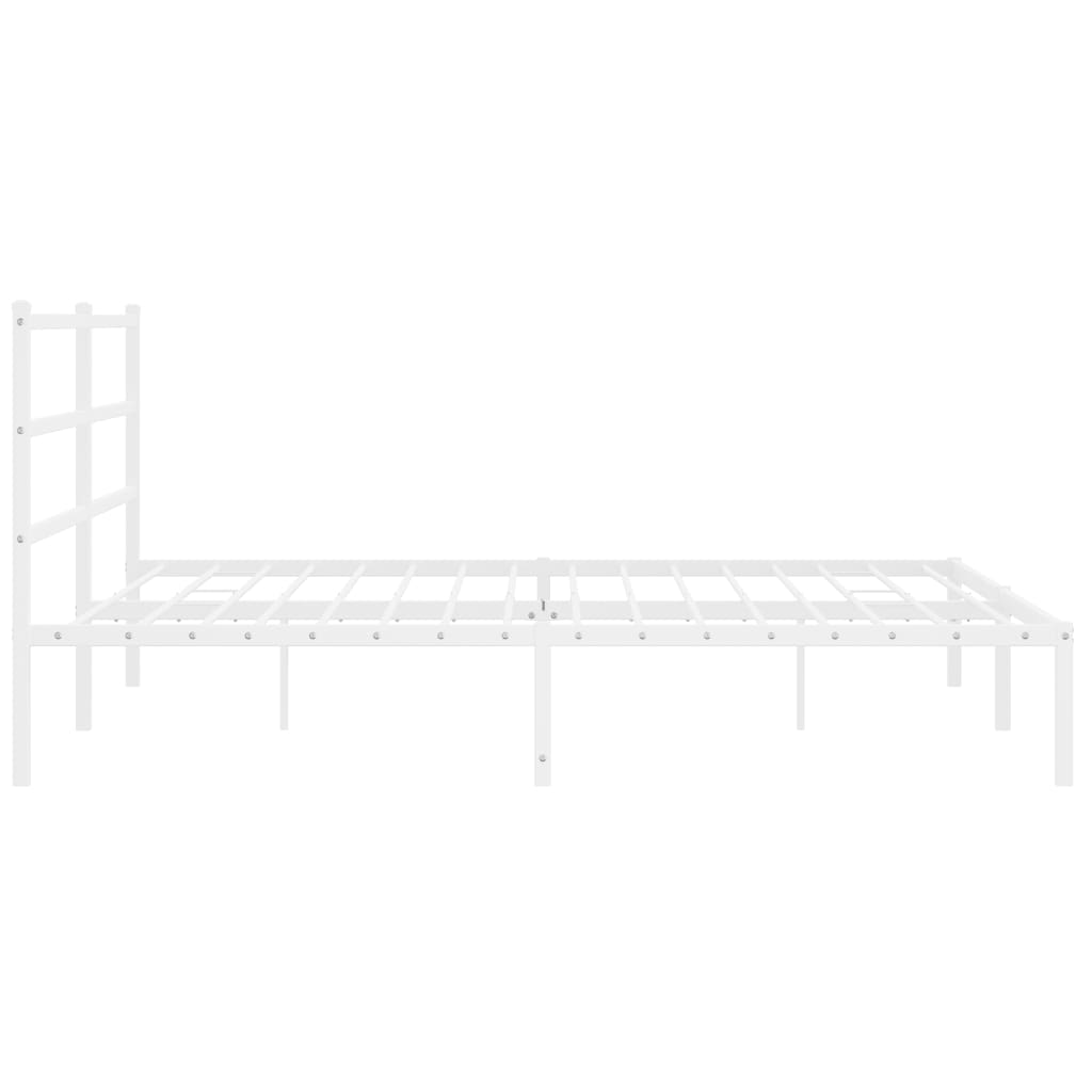 vidaXL Metal Bed Frame without Mattress with Headboard White 193x203 cm