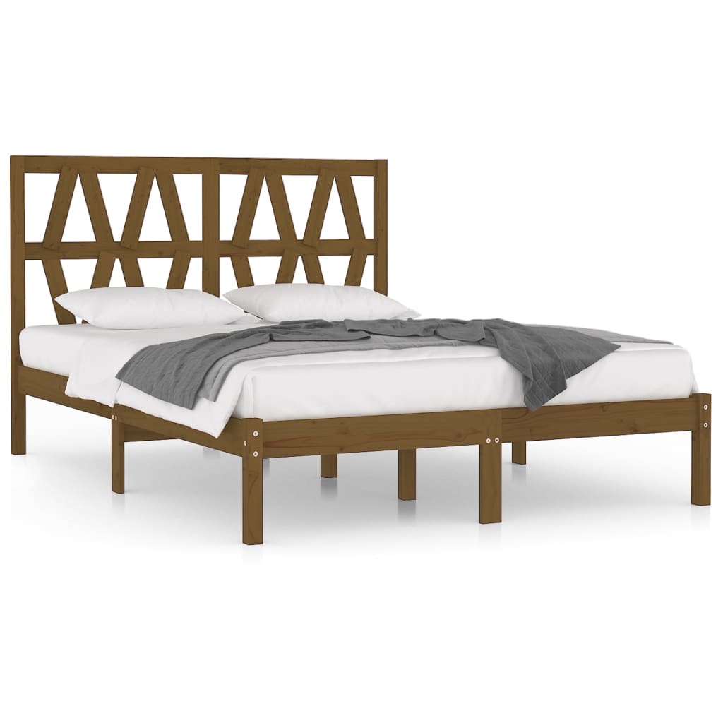 vidaXL Bed Frame Honey Brown Solid Wood Pine 120x190 cm Small Double