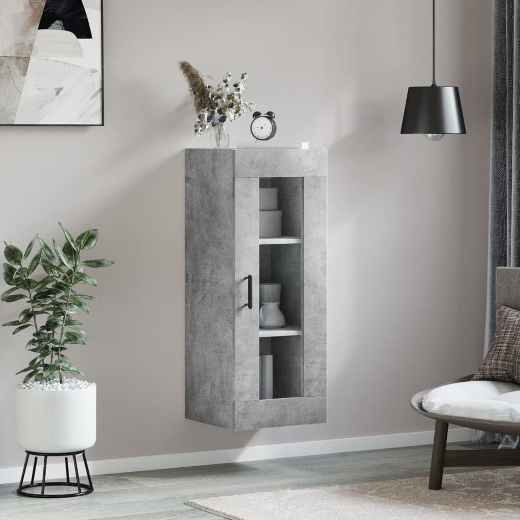 vidaXL Wall Mounted Cabinet Concrete Grey 34.5x34x90 cm