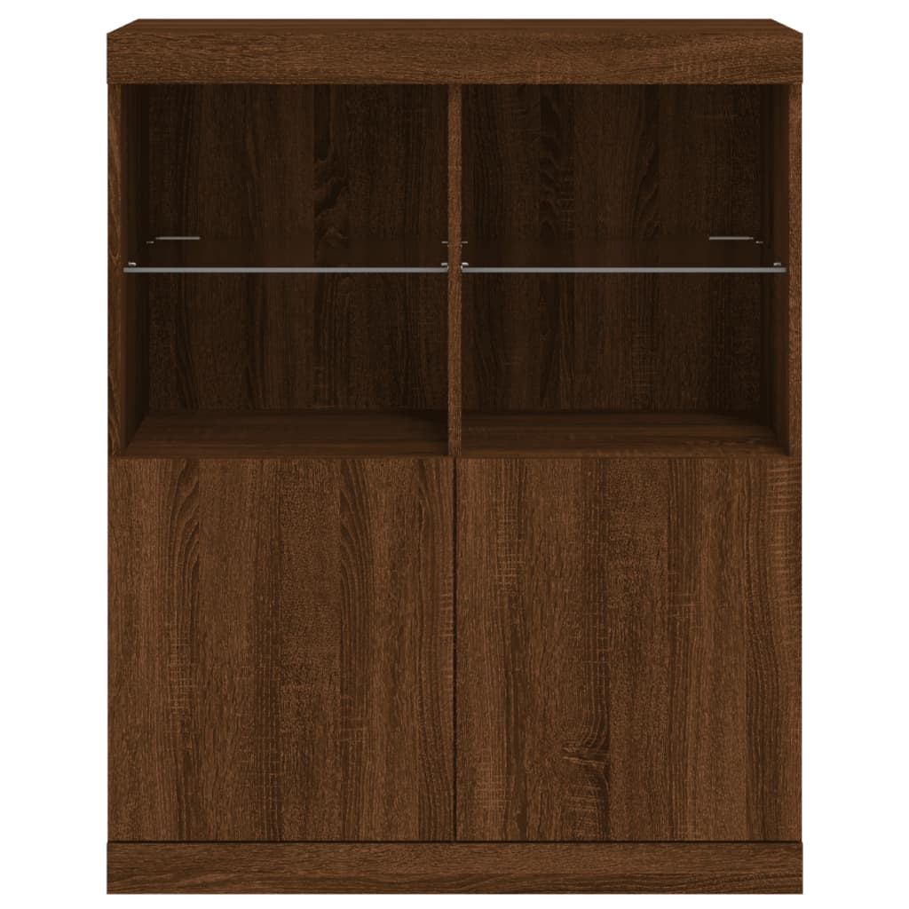 vidaXL Sideboard with LED Lights Brown Oak 81x37x100 cm