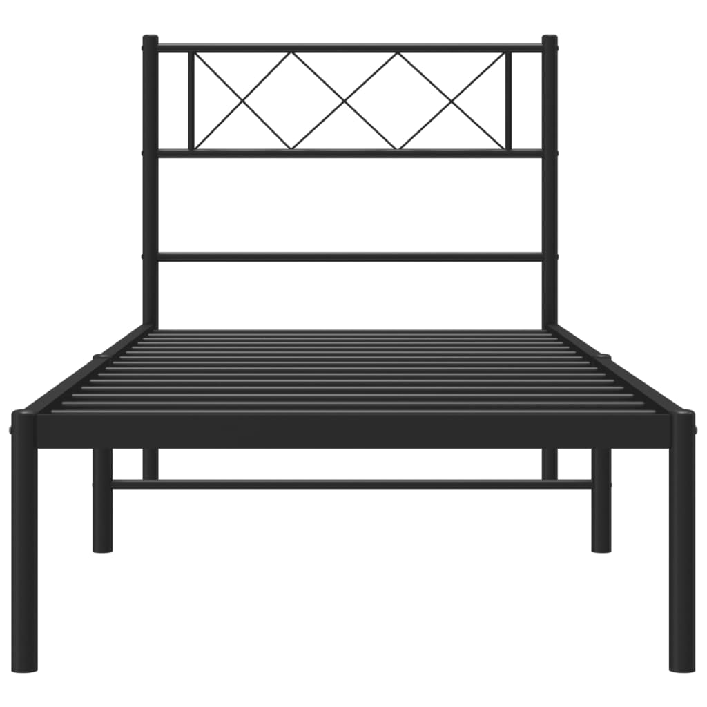 vidaXL Metal Bed Frame without Mattress with Headboard Black 100x190 cm