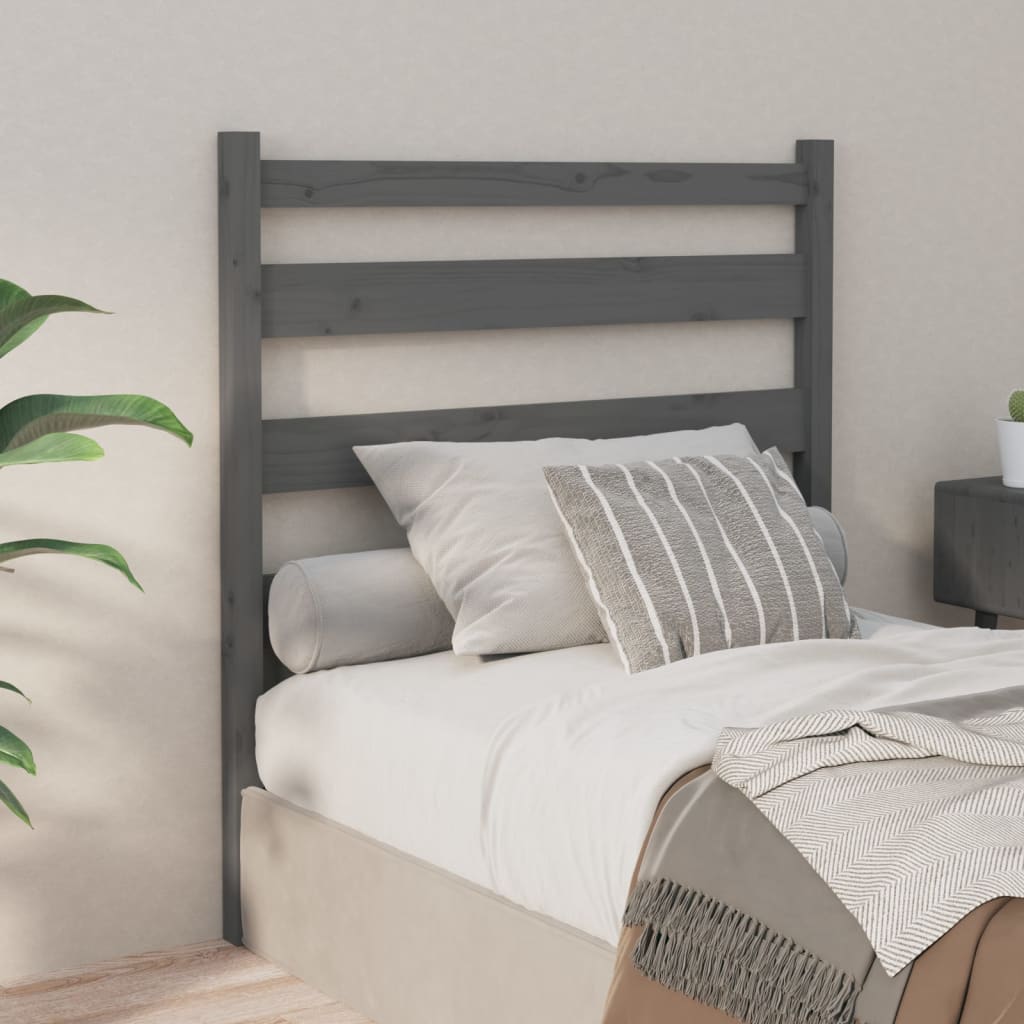 vidaXL Bed Headboard Grey 106x4x100 cm Solid Wood Pine