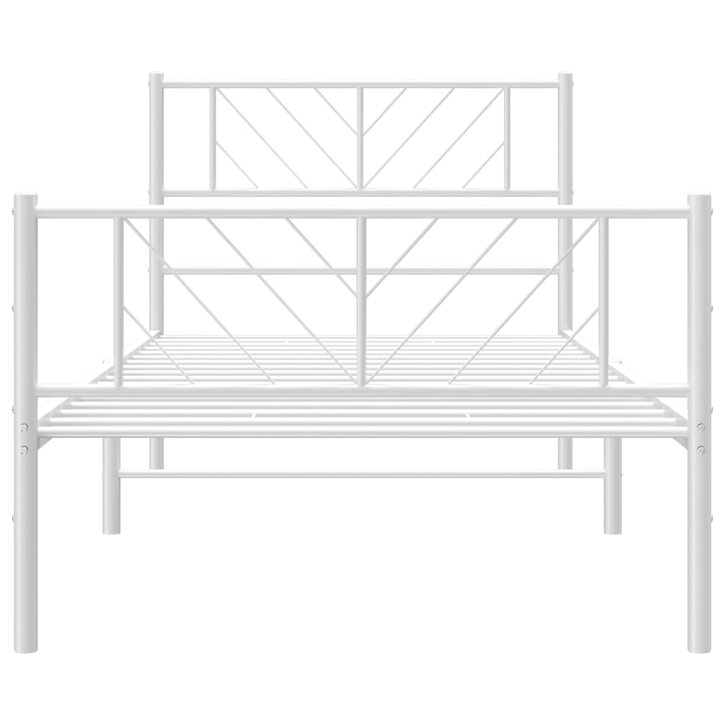 vidaXL Metal Bed Frame without Mattress with Footboard White 90x200 cm