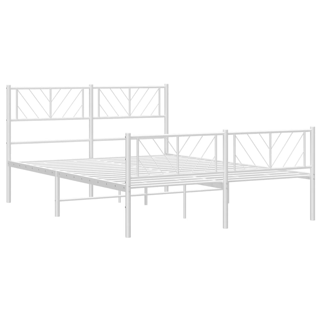 vidaXL Metal Bed Frame without Mattress with Footboard White 120x200 cm