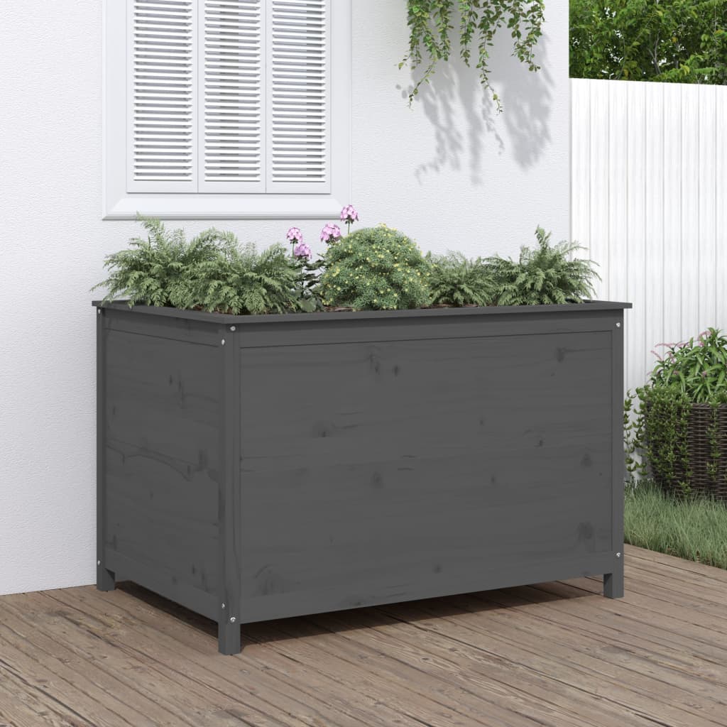 vidaXL Garden Raised Bed Grey 119.5x82.5x78 cm Solid Wood Pine