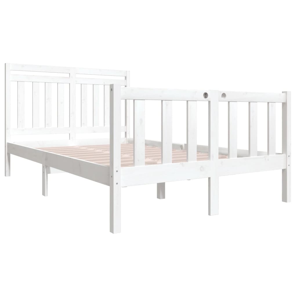 vidaXL Bed Frame without Mattress White Solid Wood 140x190 cm (810063+814095)