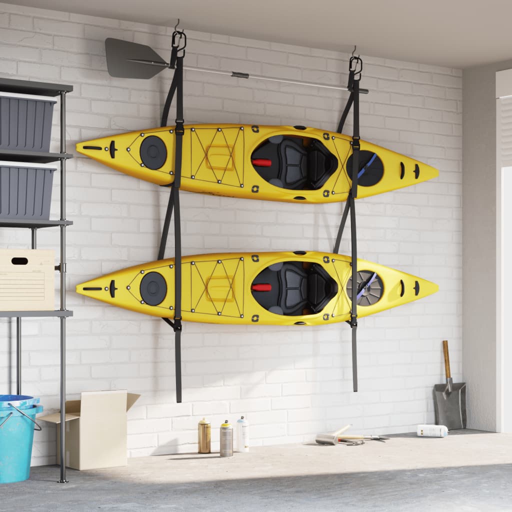 vidaXL Double Kayak Storage Straps with Paddle Clips 50 kg