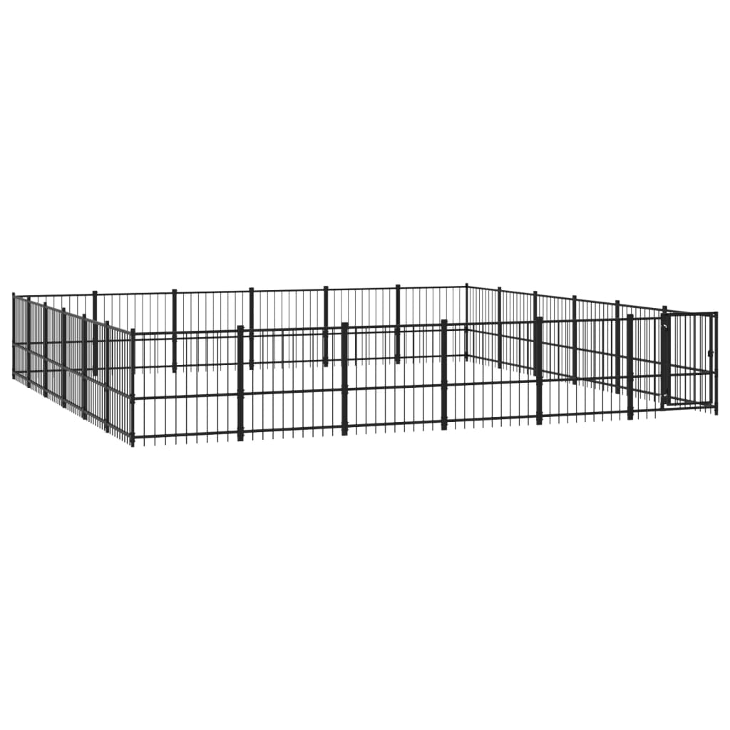 vidaXL Outdoor Dog Kennel Steel 33.87 m²