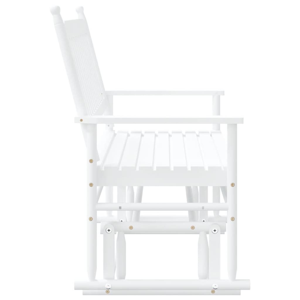 vidaXL Glider Bench White 118x70x104.5 cm Solid Wood Poplar