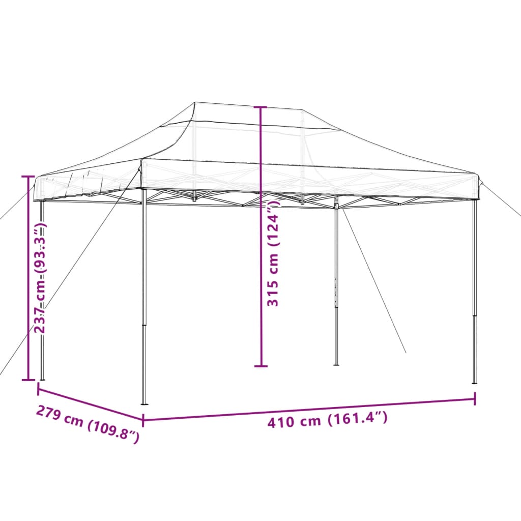 vidaXL Foldable Party Tent Pop-Up Taupe 410x279x315 cm