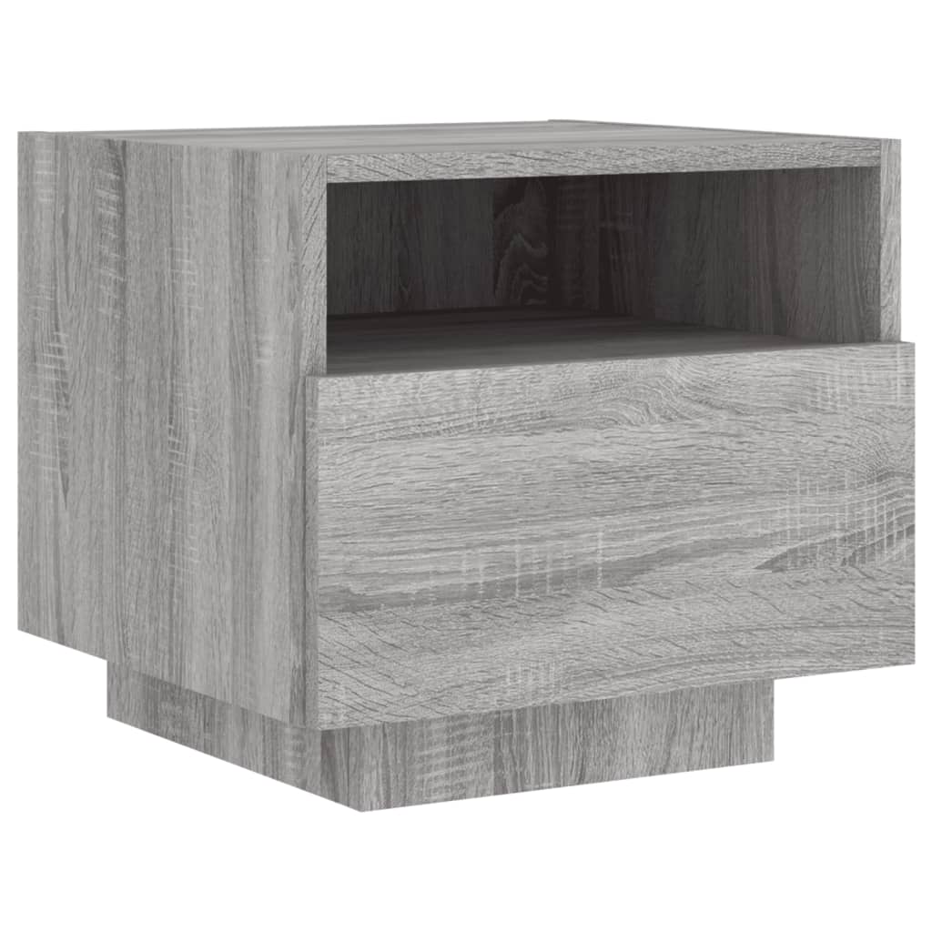 vidaXL Bedside Cabinet with LED Lights Grey Sonoma 40x39x37 cm