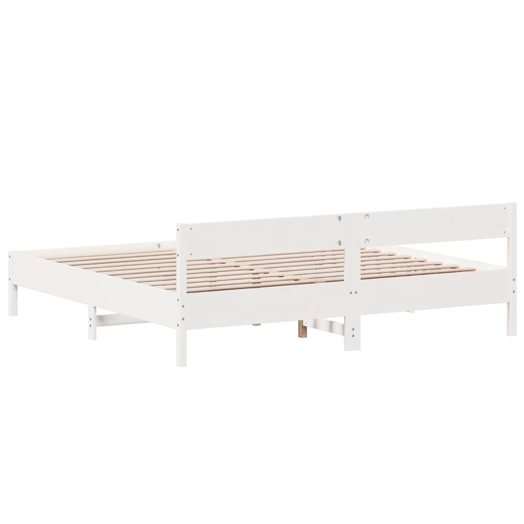 vidaXL Bed Frame without Mattress White 180x200 cm Super King Solid Wood Pine