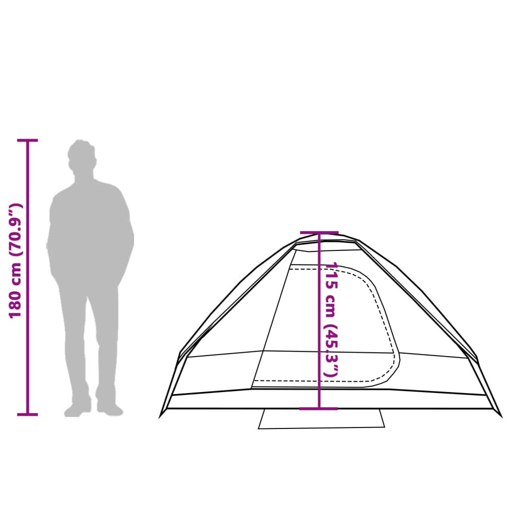 vidaXL Camping Tent Dome 2-Person Green Waterproof