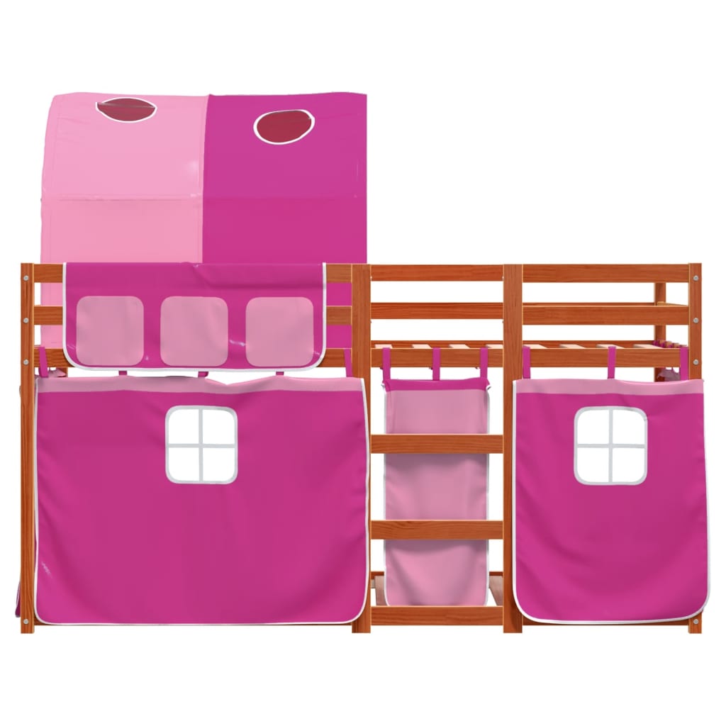 vidaXL Bunk Bed with Curtains Pink 80x200 cm Solid Wood Pine