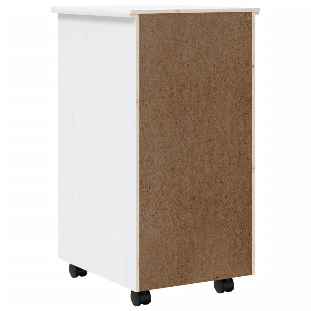 vidaXL Rolling Cabinet with Drawers MOSS White Solid Wood Pine