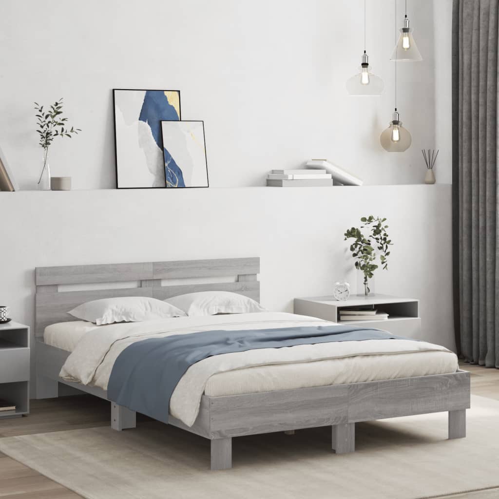 vidaXL Bed Frame without Mattress Grey Sonoma 120x200 cm