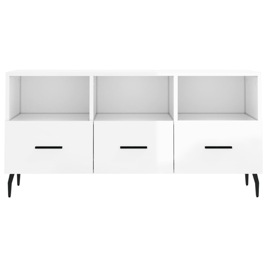 vidaXL TV Cabinet High Gloss White 102x36x50 cm Engineered Wood