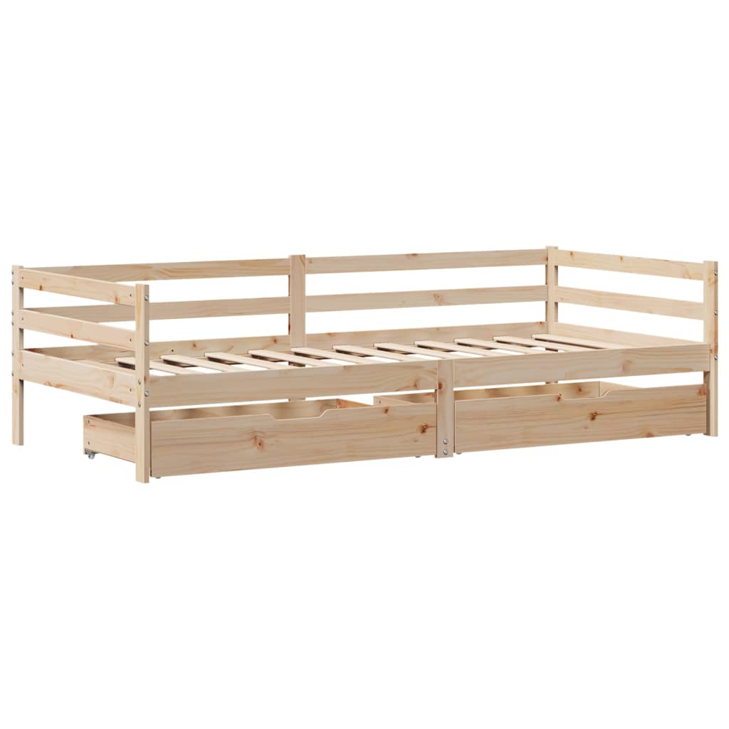 vidaXL Daybed with Drawers without Mattress 90x200 cm Solid Wood