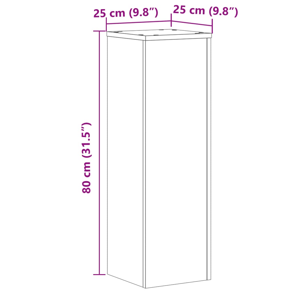 vidaXL Plant Stand 2pcs Brown Oak 25x25x80 cm Engineered Wood