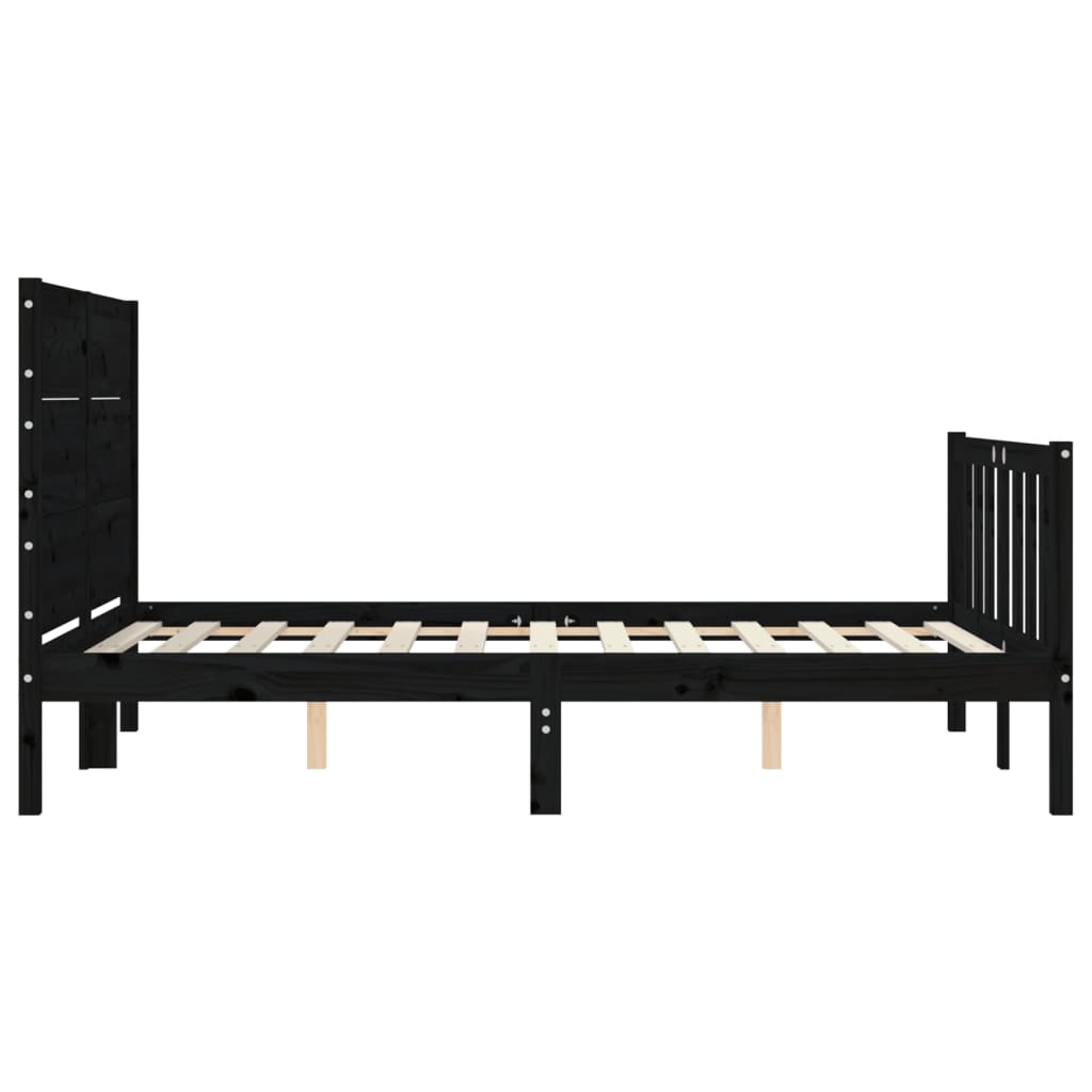 vidaXL Bed Frame without Mattress Black Small Double Solid Wood Pine