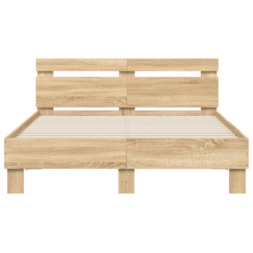 vidaXL Bed Frame with LED without Mattress Sonoma Oak 120x200 cm