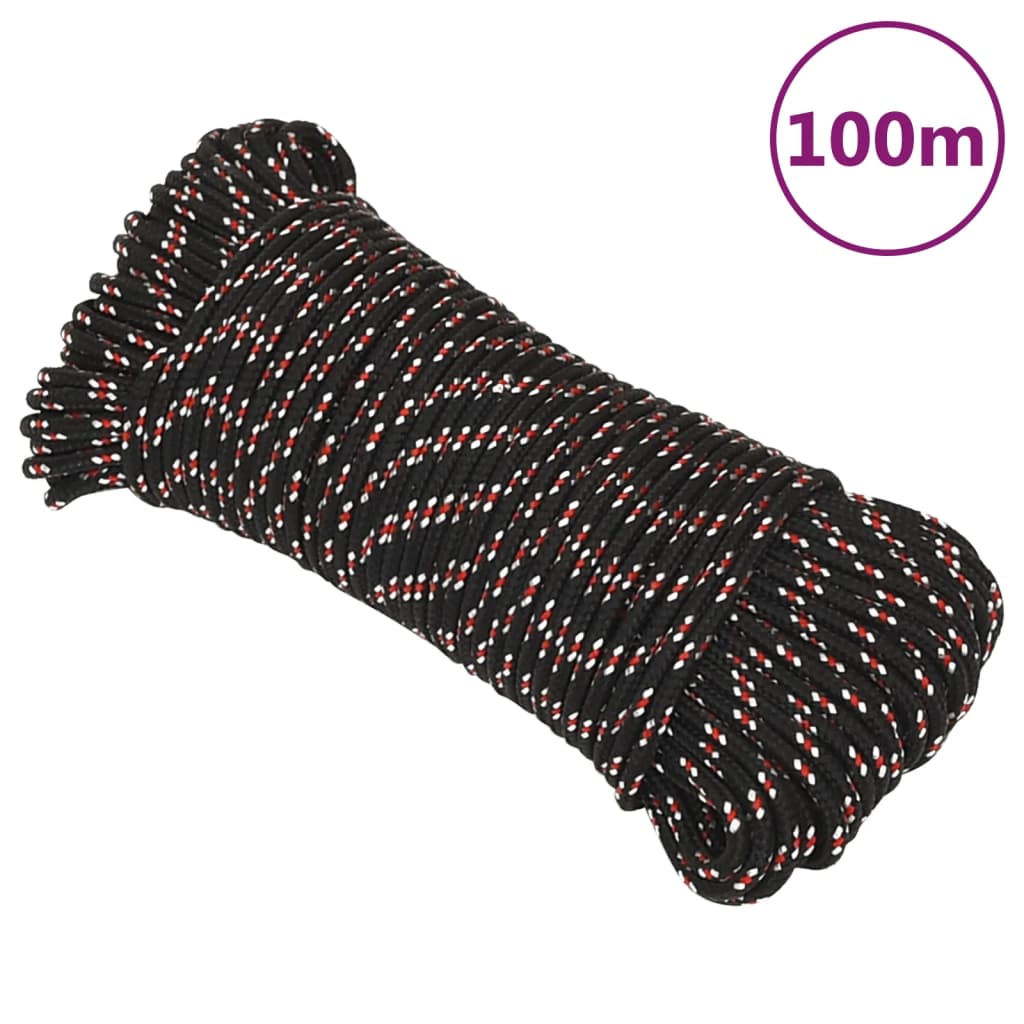 vidaXL Boat Rope Black 5 mm 100 m Polypropylene