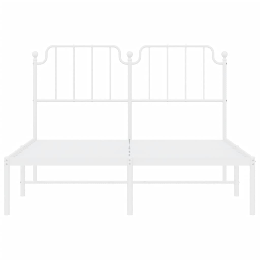 vidaXL Metal Bed Frame without Mattress with Headboard White 135x190 cm Double